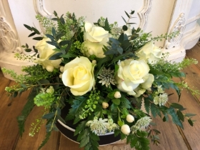 White Rose Hatbox Arrangement